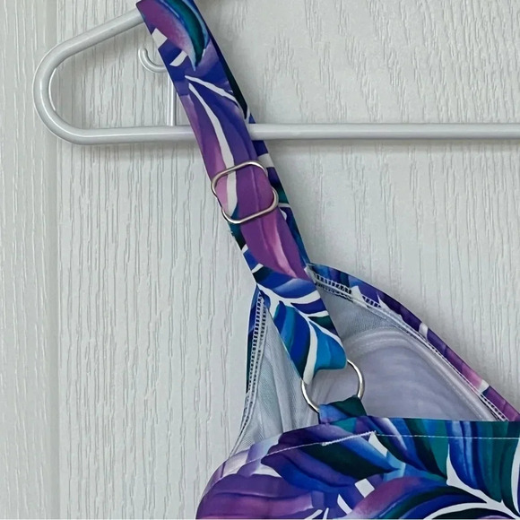 Swim Solutions OnePiece Swimsuit Multicolor Thigh Minimizer Tummy Control Size 8 - Picture 5 of 9